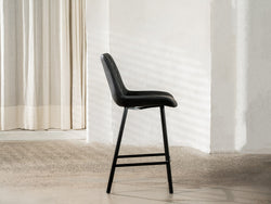 Flynn Bar Stool – Black | Eco Leather & Black Frame (Set of 2)