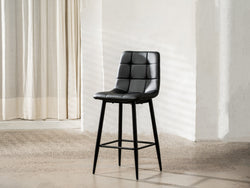 Macy Bar Stool – Black | Eco Leather & Black Frame (Set of 2)