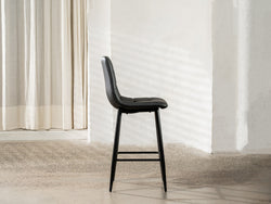 Macy Bar Stool – Black | Eco Leather & Black Frame (Set of 2)