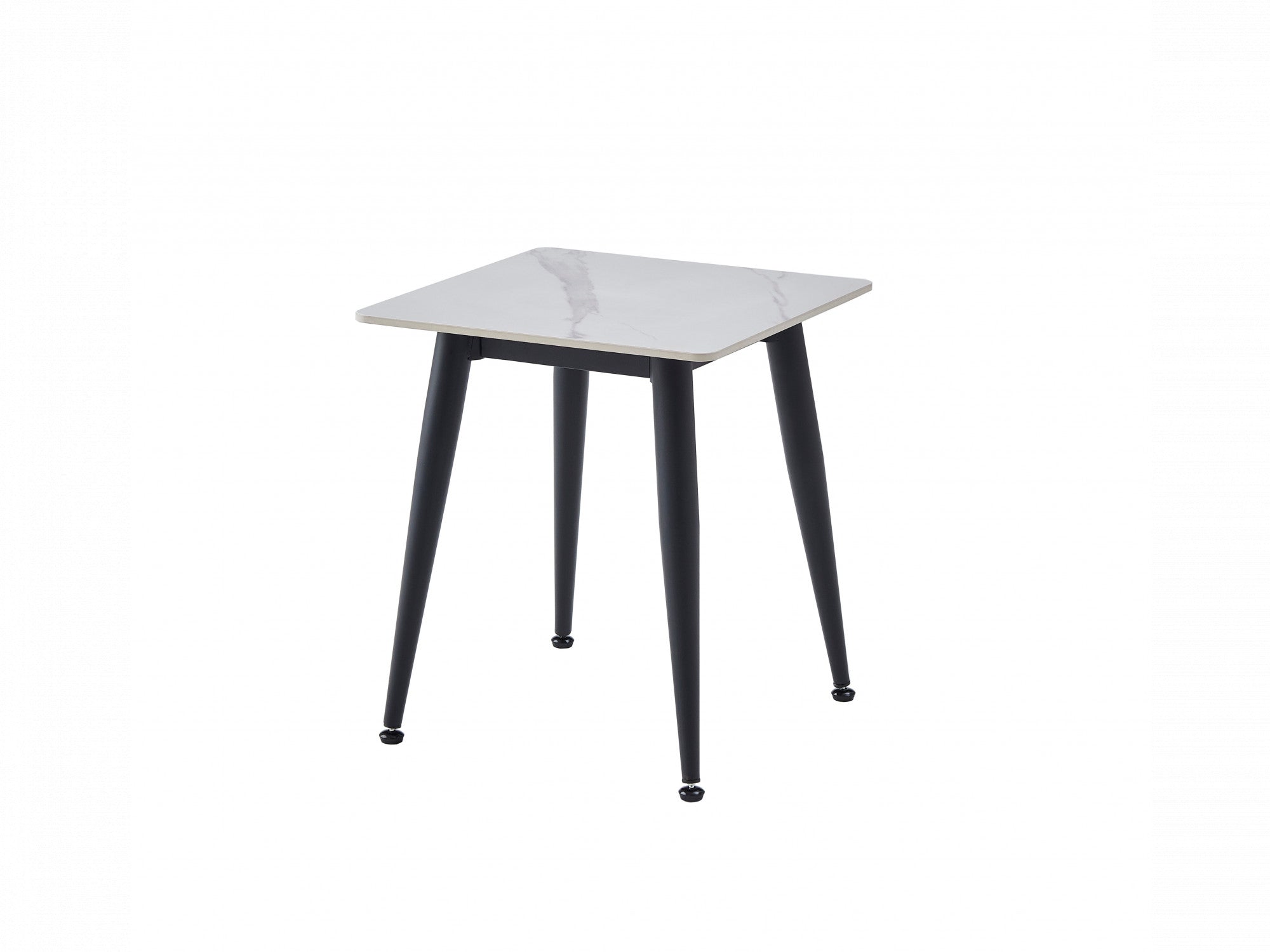 Bentley Side Table – Snow White Marble Effect | Black Frame