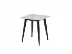 Bentley Side Table – Snow White Marble Effect | Black Frame