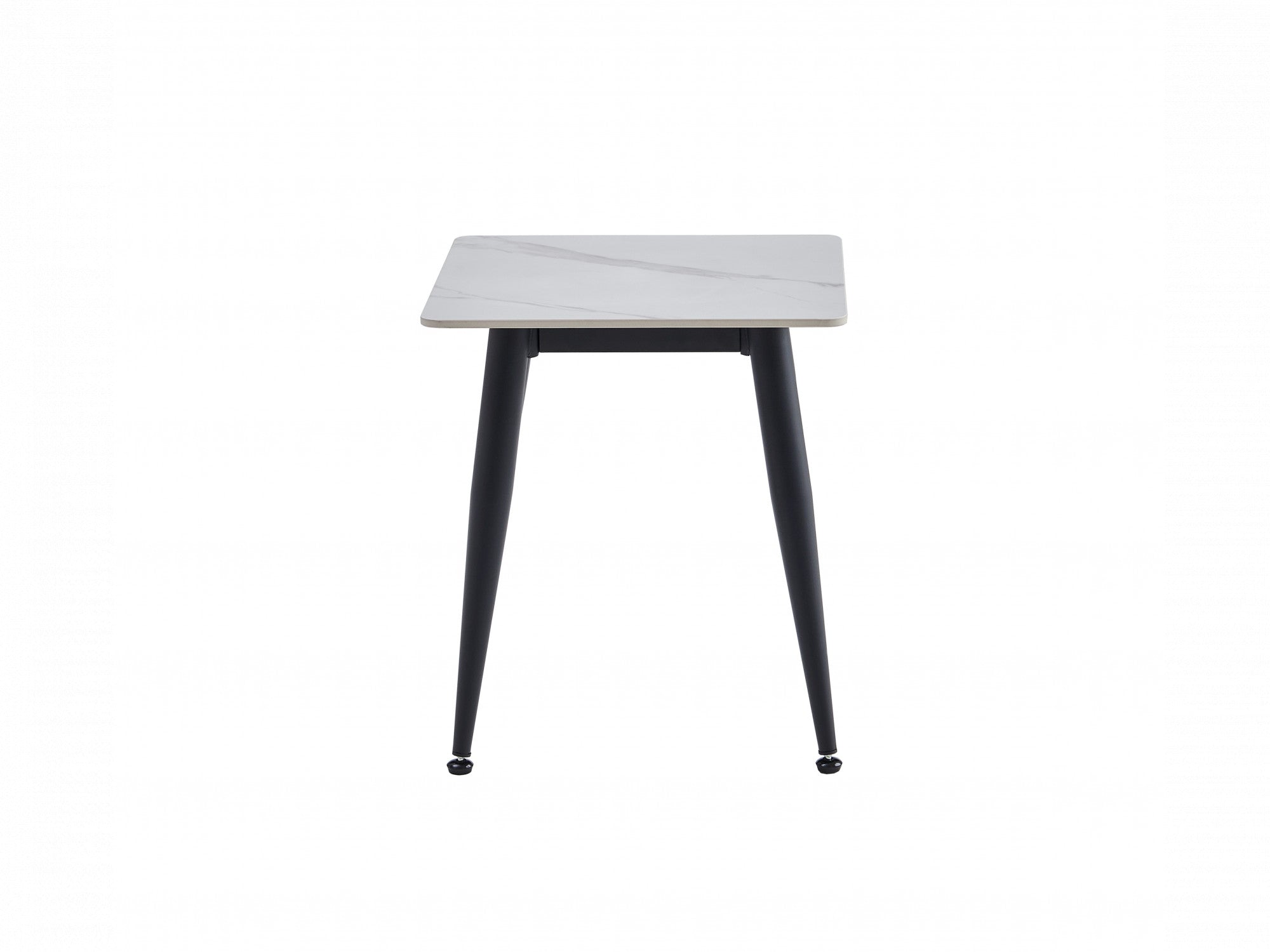 Bentley Side Table – Snow White Marble Effect | Black Frame