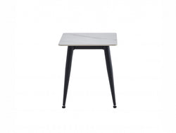 Bentley Side Table – Snow White Marble Effect | Black Frame