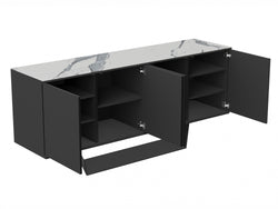 Symphony Sideboard – Marmo Marble Effect | Grey Body &amp; Black Frame