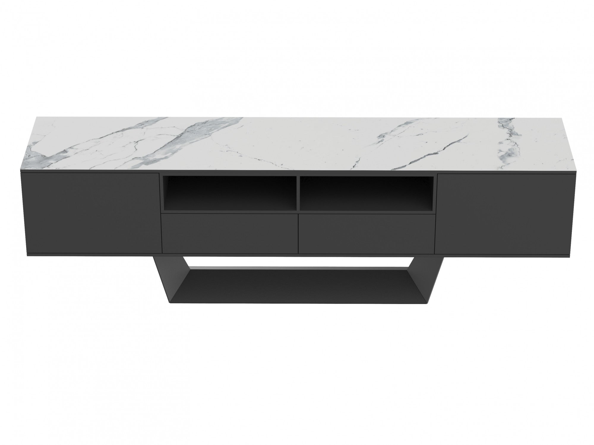 Symphony TV Unit – Marmo Marble Effect | Grey Body & Black Frame