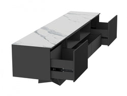Symphony TV Unit – Marmo Marble Effect | Grey Body & Black Frame