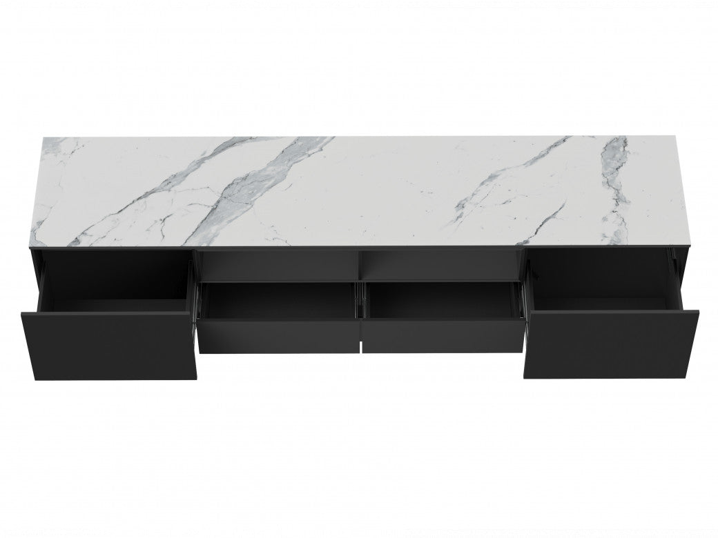 Symphony TV Unit – Marmo Marble Effect | Grey Body & Black Frame