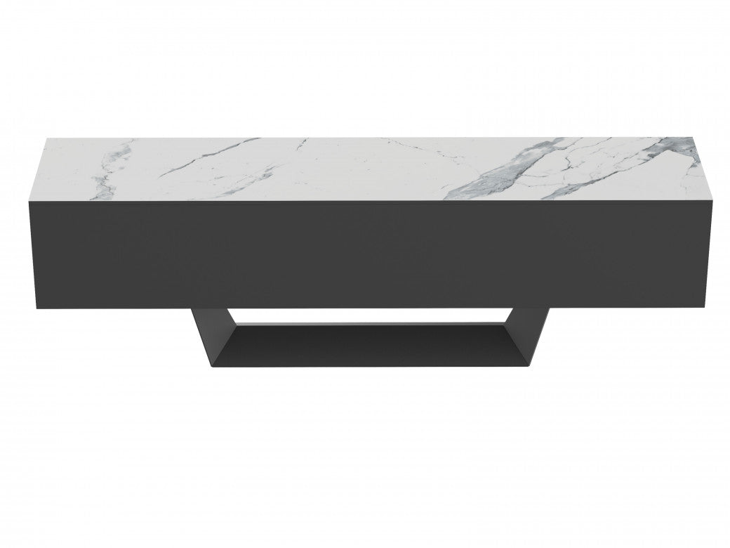 Symphony TV Unit – Marmo Marble Effect | Grey Body & Black Frame