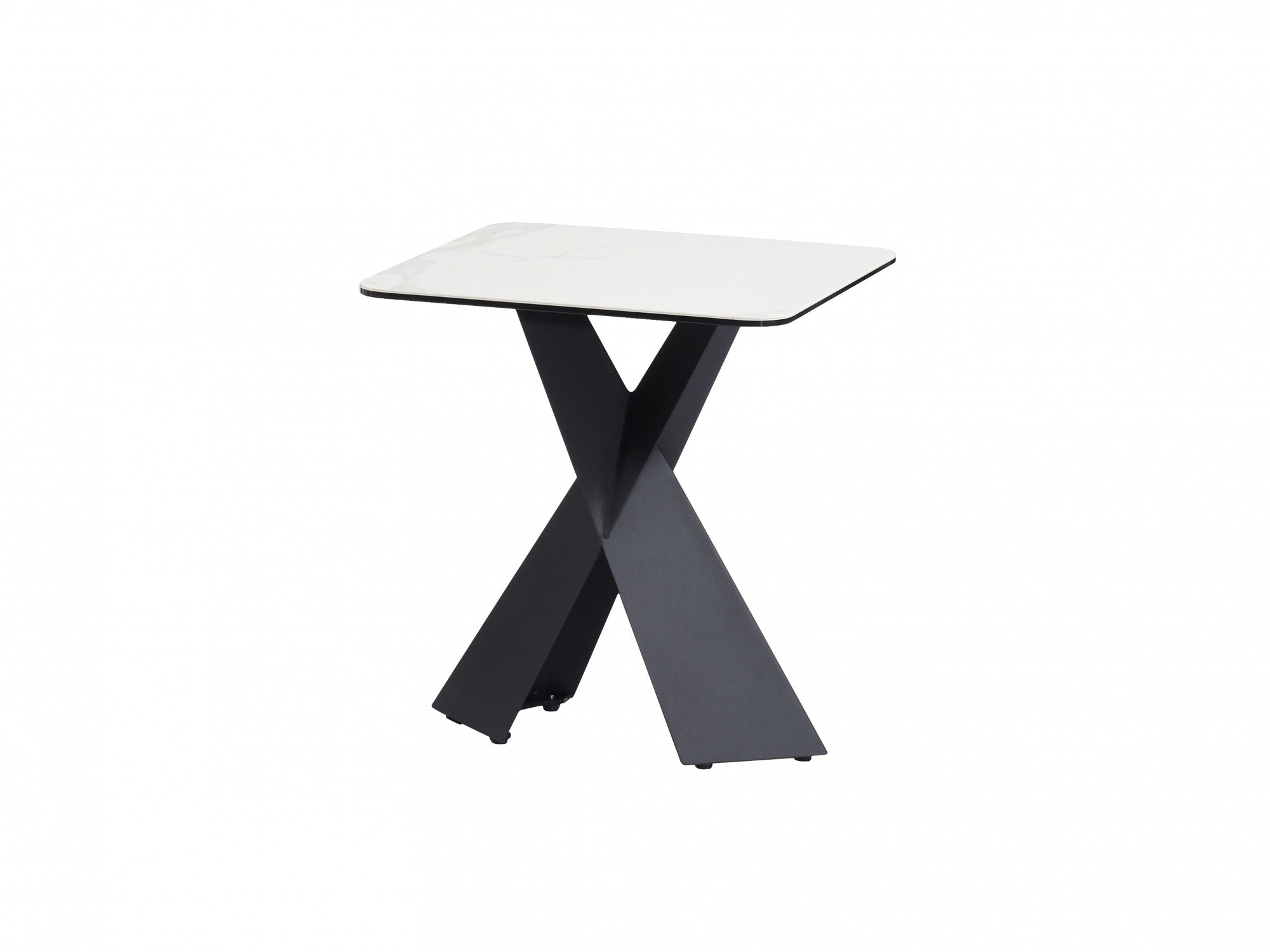 Zulu Side Table -Vermont Marble Effect | Black Frame
