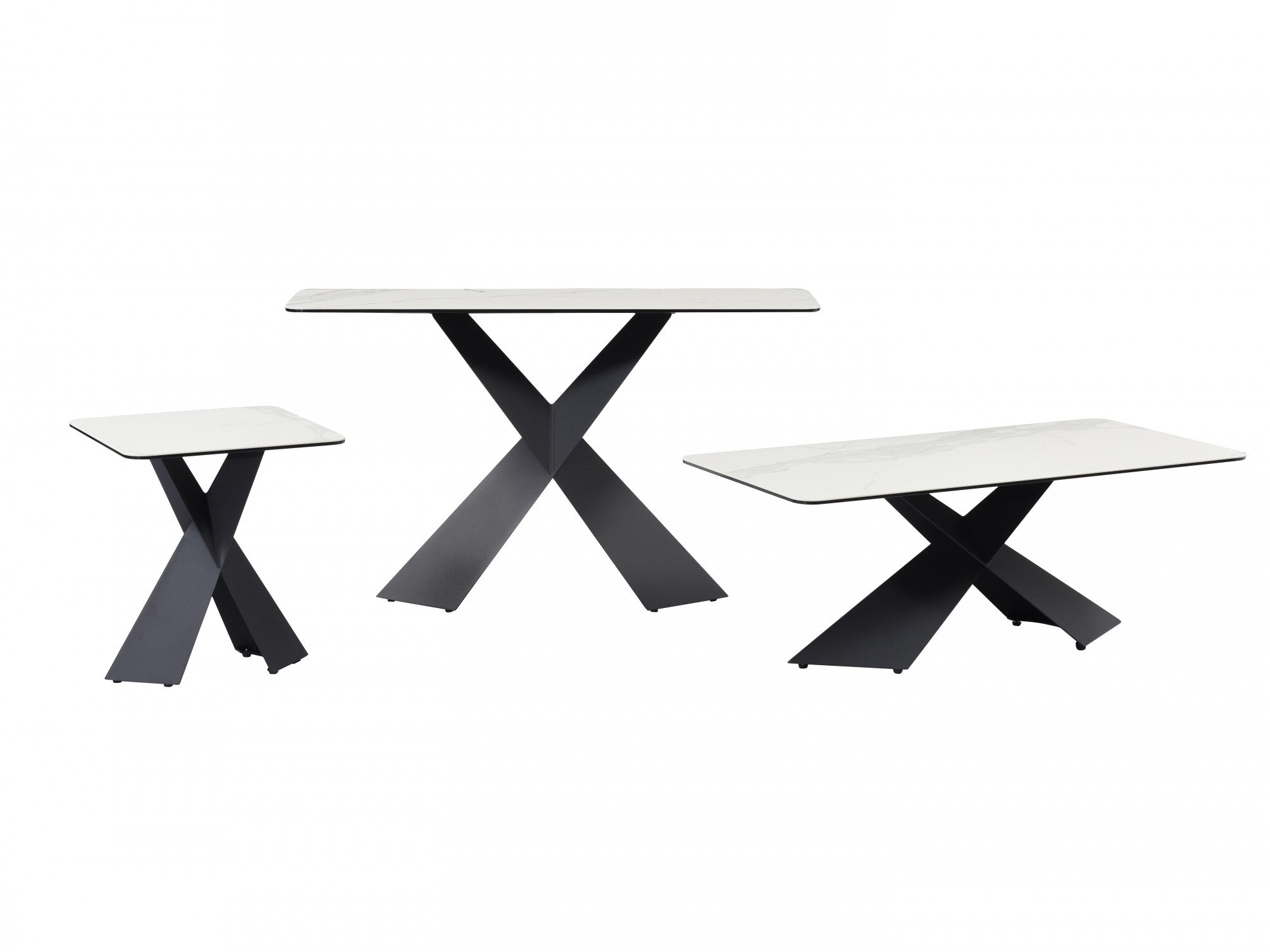Zulu Side Table -Vermont Marble Effect | Black Frame