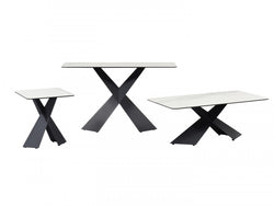 Zulu Side Table -Vermont Marble Effect | Black Frame