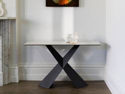 Zulu Console Table – Vermont Marble Effect | Black Frame