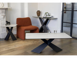 Zulu Console Table – Vermont Marble Effect | Black Frame