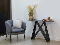 Etna Console Table – Shadow Grey | Italian Ceramic & Black Frame