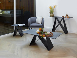 Etna Console Table – Shadow Grey | Italian Ceramic & Black Frame