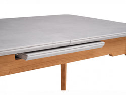 Norway Extension Dining Table – Light Grey Ceramic | Natural Timber Frame