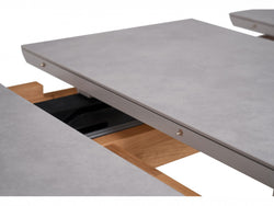 Norway Extension Dining Table – Light Grey Ceramic | Natural Timber Frame