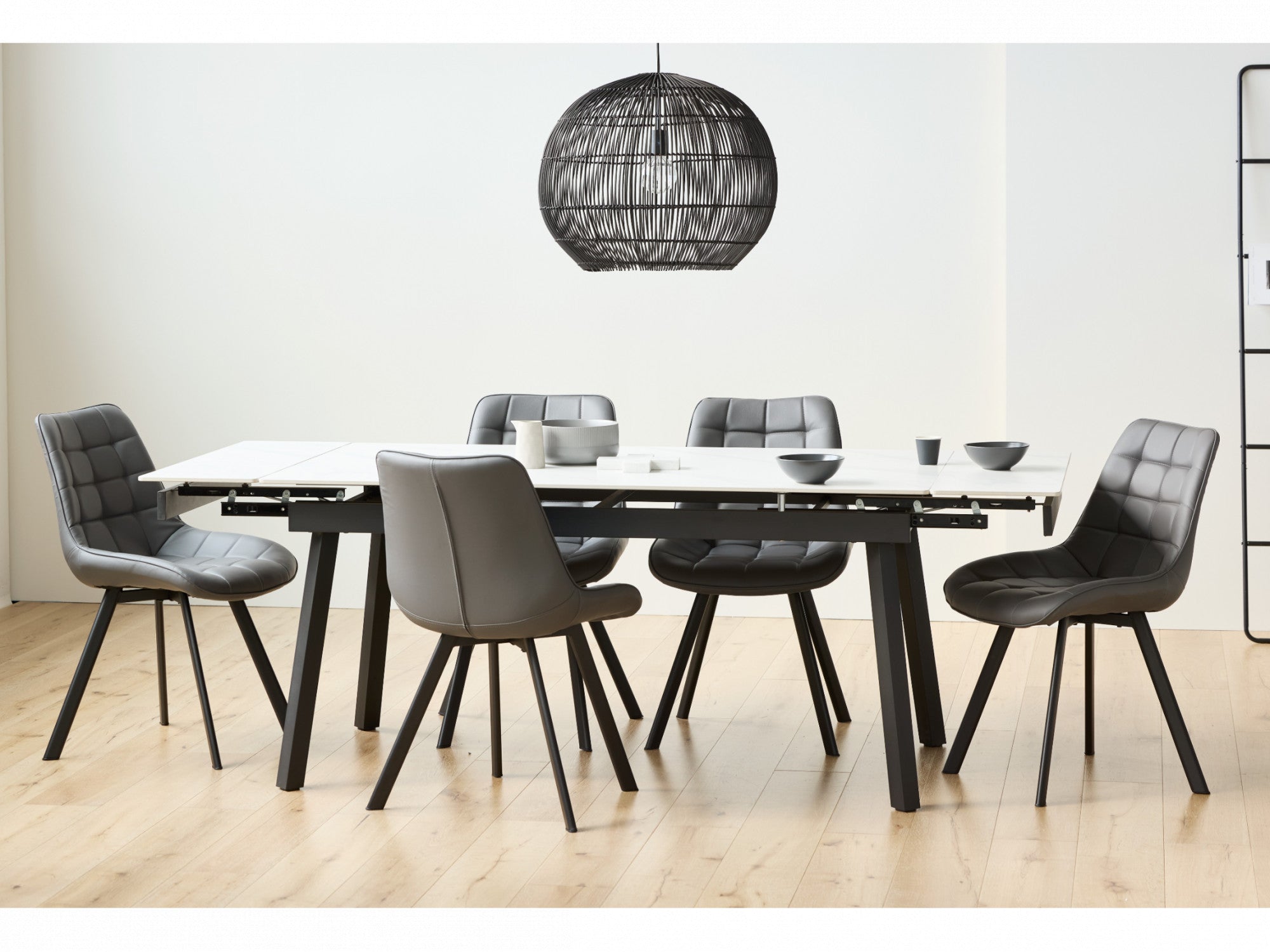 Forest Dining Chair – Dark Grey | Eco Leather & Black Frame (Set of 4)