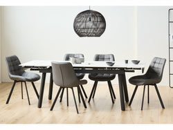 Forest Dining Chair – Dark Grey | Eco Leather & Black Frame (Set of 4)