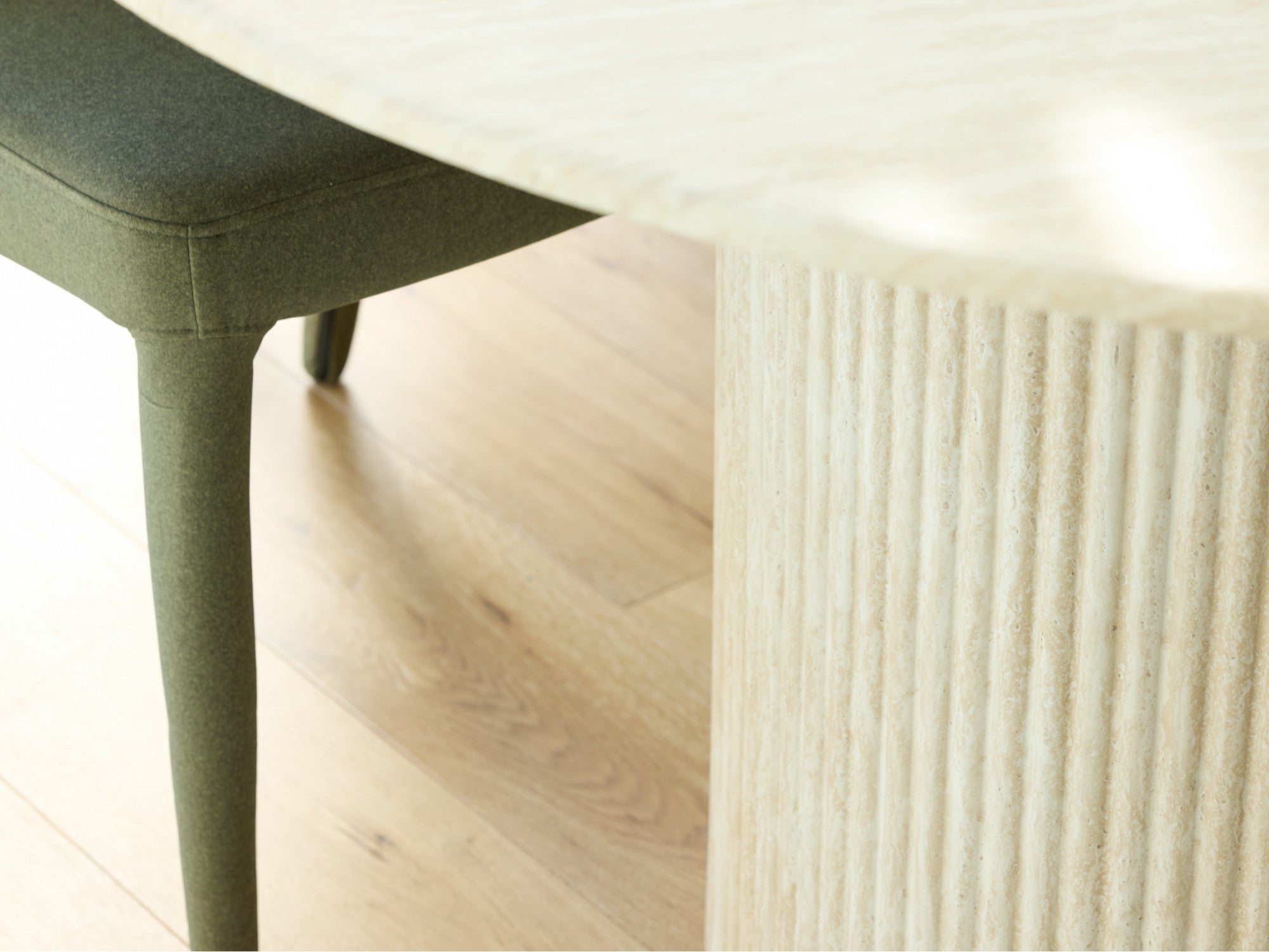 Pompeii Dining Table – Travertine | Matching Corrugated MDF Base