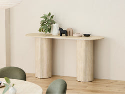 Pompeii Console Table – Travertine | Matching Corrugated MDF Base