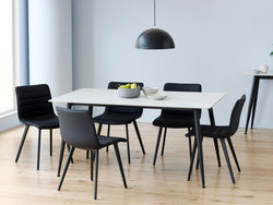 Bentley Dining Table – Snow White Marble Effect | Black Frame