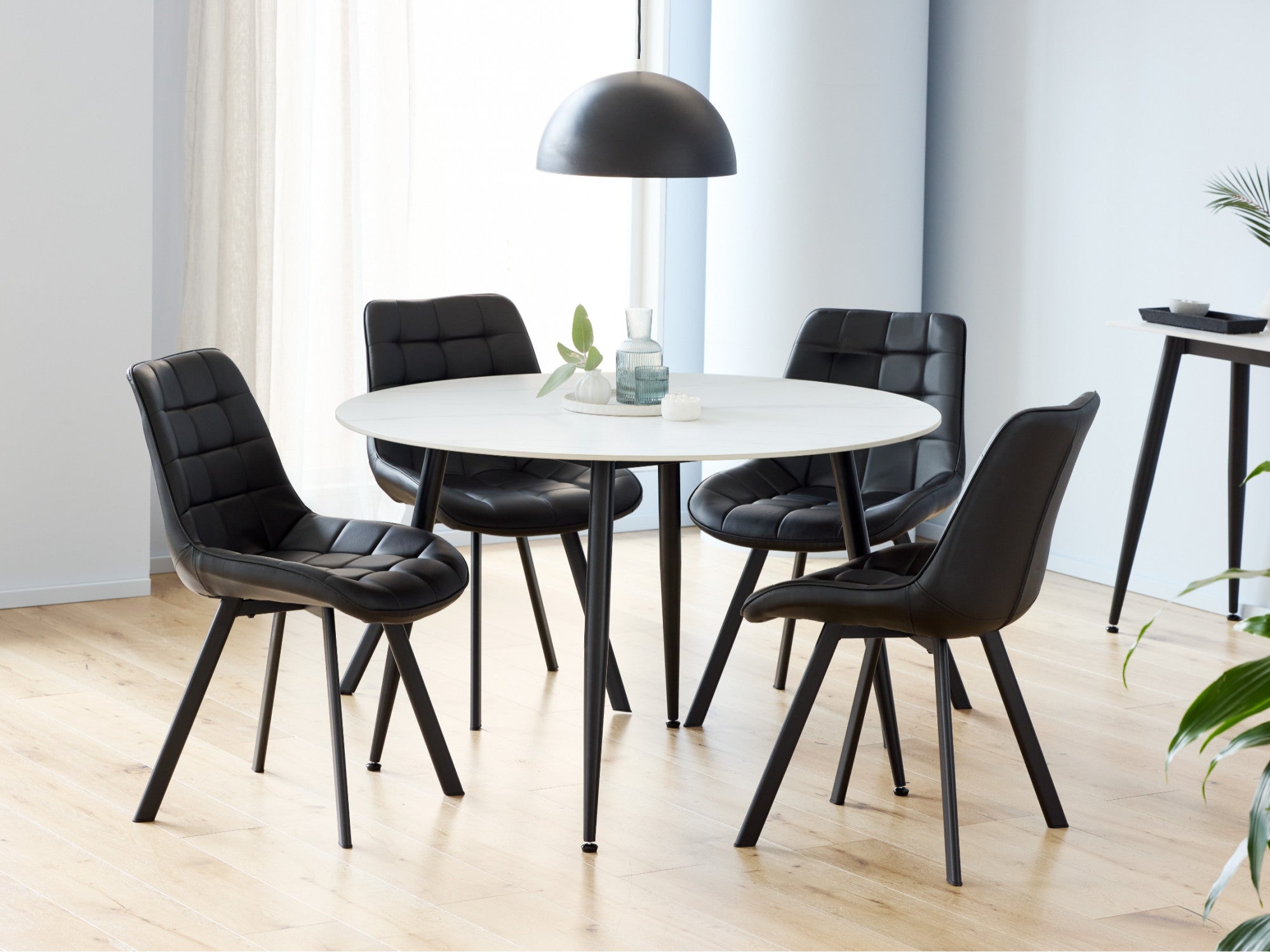Forest Dining Chair – Black | Eco Leather & Black Frame (Set of 2)