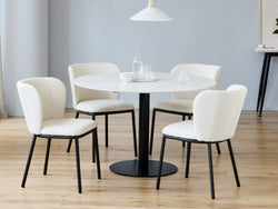 Strato Large Dining Table – White Sevella Marble Effect | Black Frame