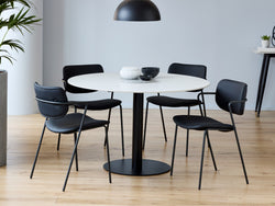 Strato Large Dining Table – White Sevella Marble Effect | Black Frame