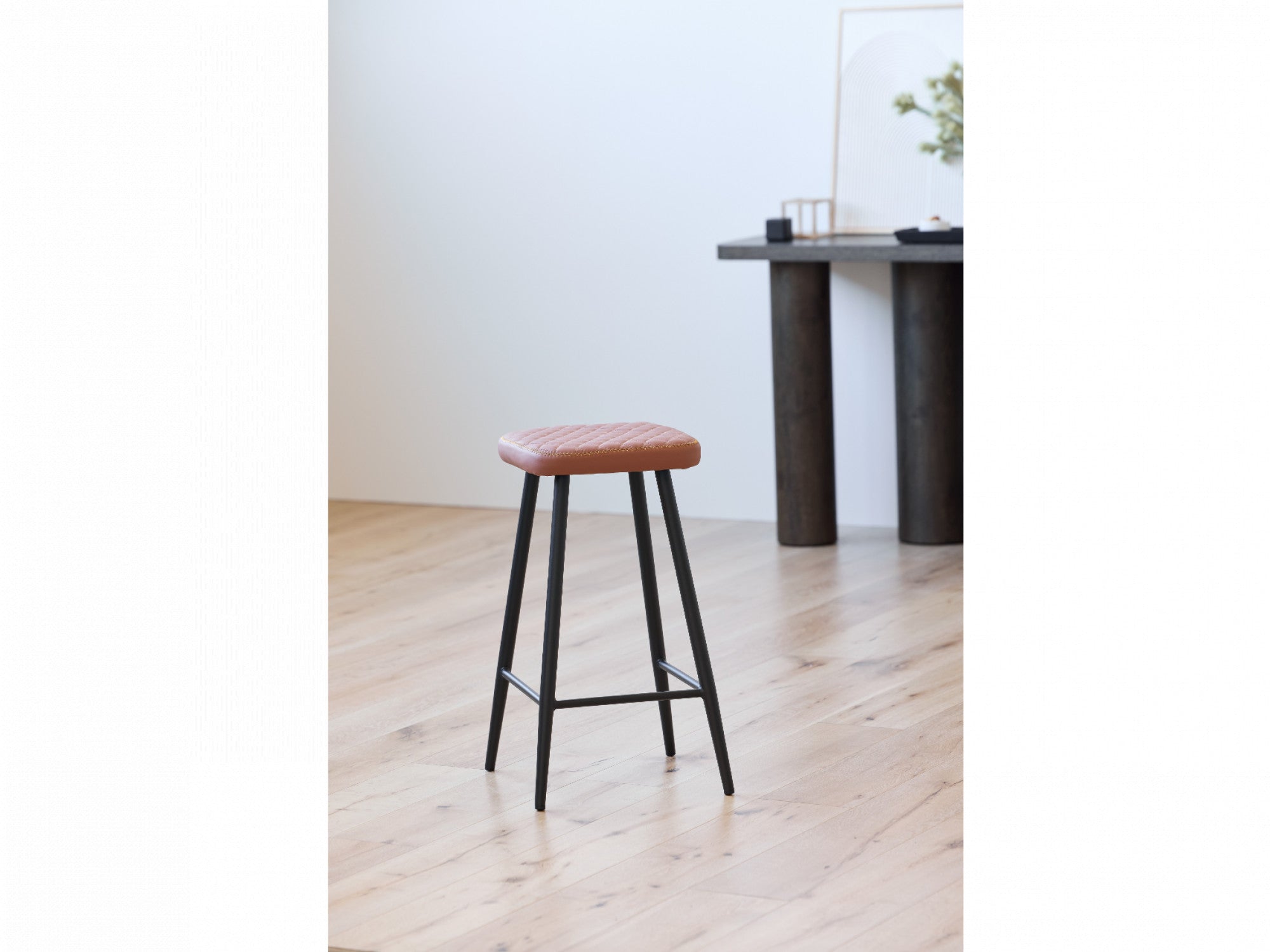 Aruba Bar Stool – Tan | Eco Leather & Black Frame (Set of 2)