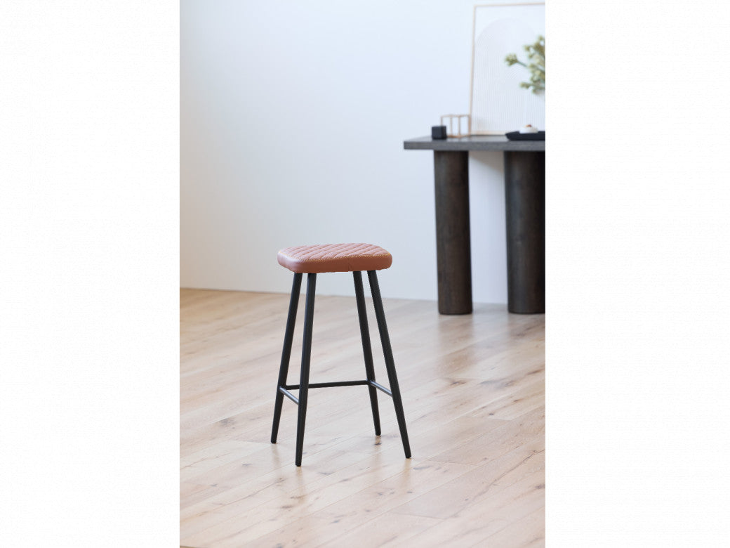 Aruba Bar Stool – Tan | Eco Leather & Black Frame (Set of 2)