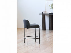 Moritz Bar Stool – Charcoal | Fabric & Black Frame