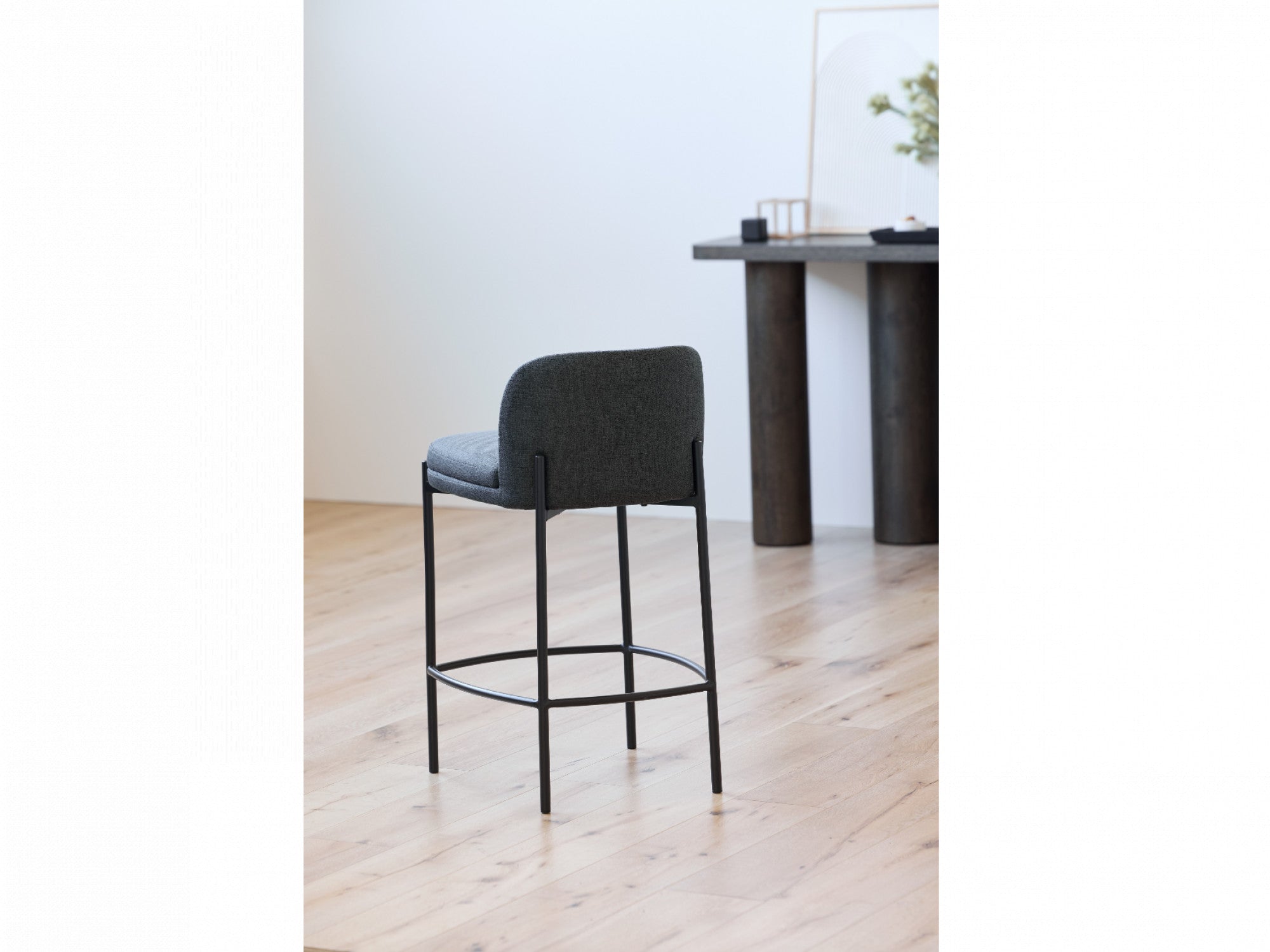Moritz Bar Stool – Charcoal | Fabric & Black Frame
