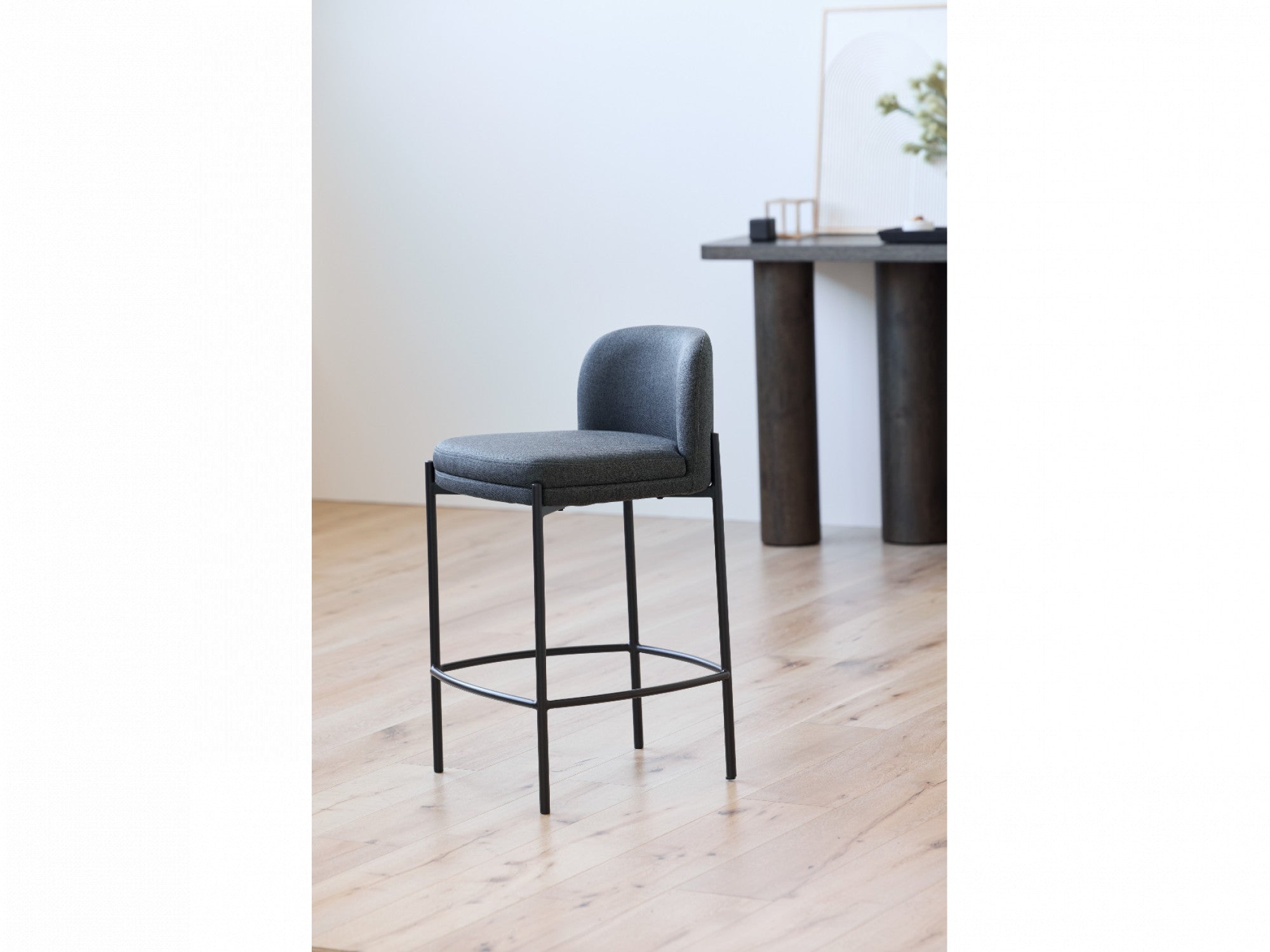 Moritz Bar Stool – Charcoal | Fabric & Black Frame