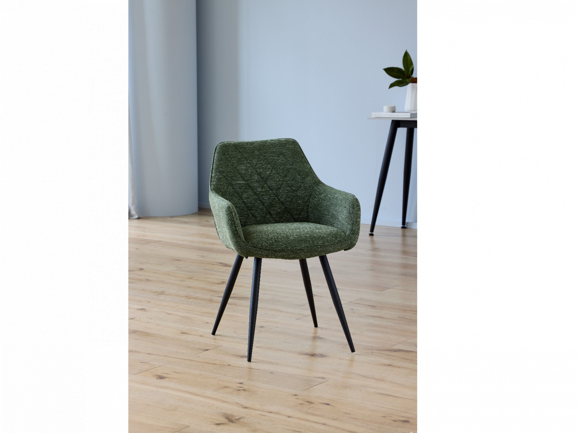Harper Dining Chair – Pistachio | Textured Fabric & Black Frame (Set of 2)