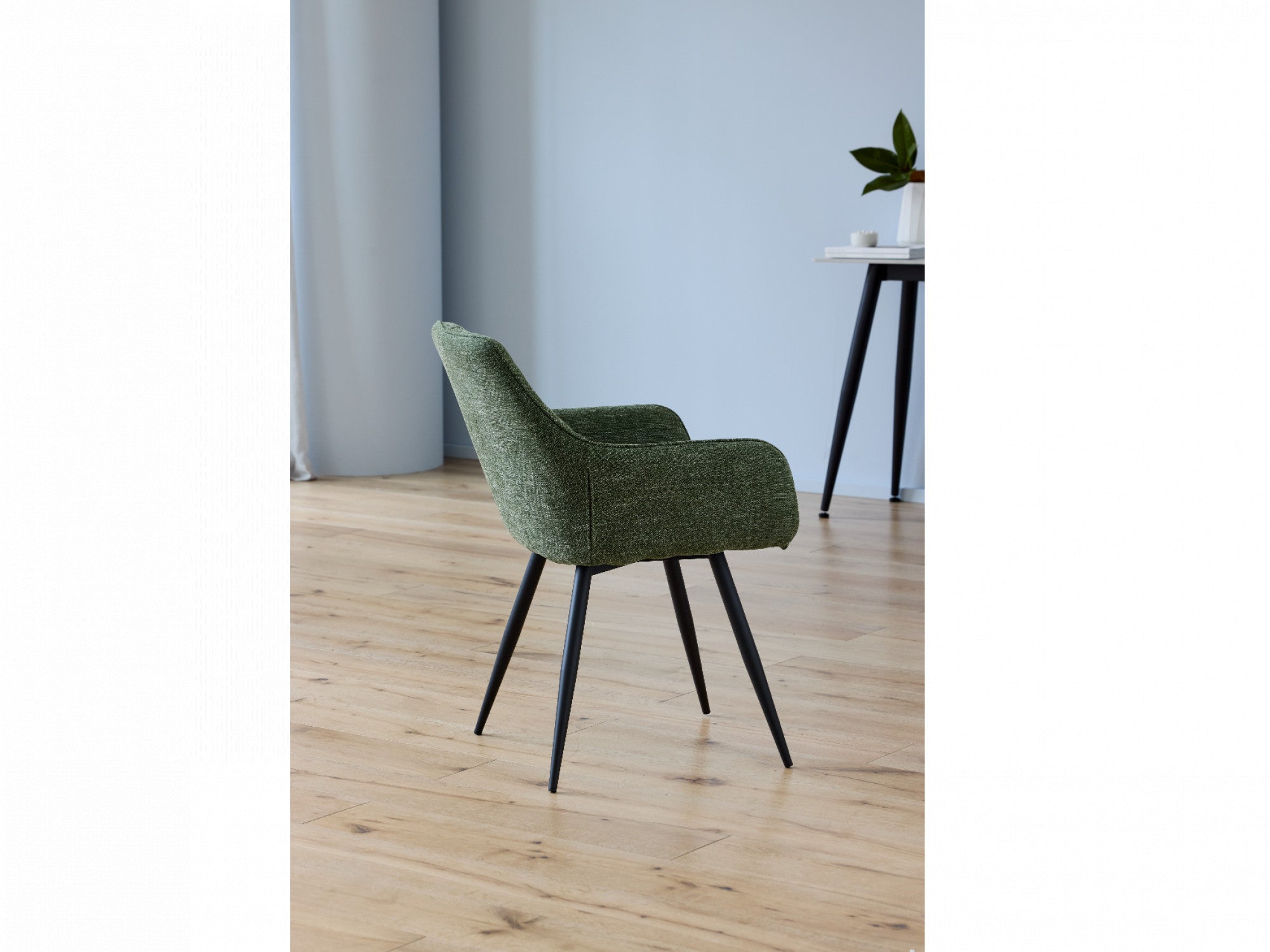 Harper Dining Chair – Pistachio | Textured Fabric & Black Frame (Set of 2)