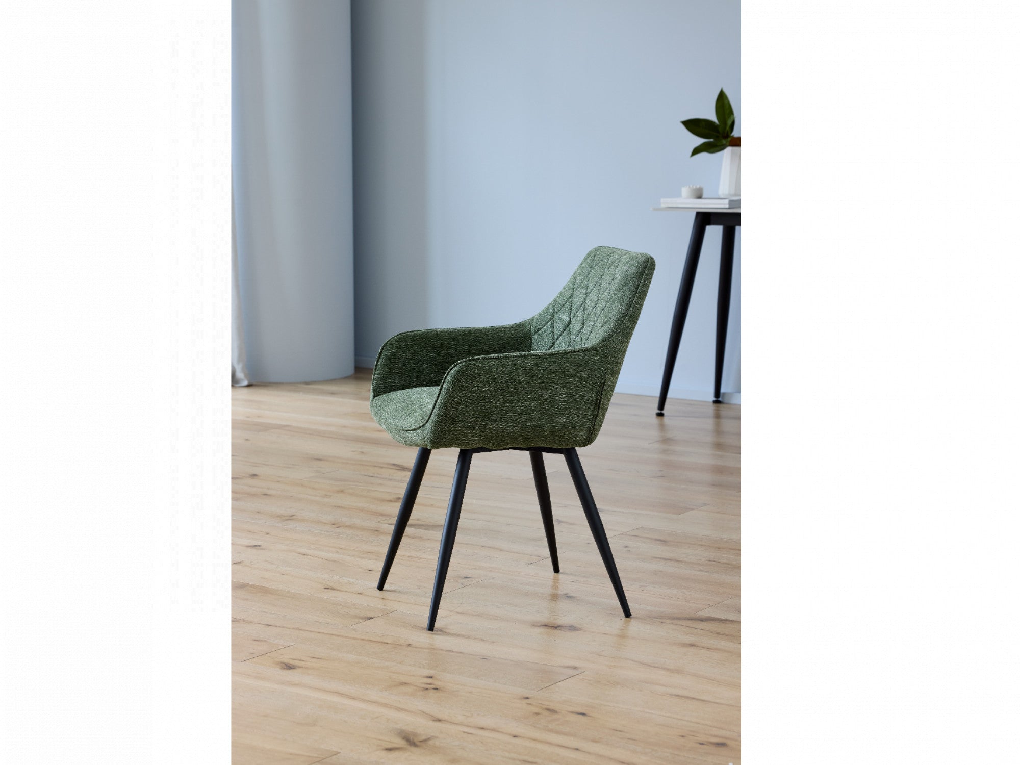 Harper Dining Chair – Pistachio | Textured Fabric & Black Frame (Set of 2)