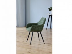 Harper Dining Chair – Pistachio | Textured Fabric & Black Frame (Set of 2)