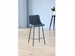 Cali Bar Stool – Charcoal | Eco Leather & Black Frame (Set of 2)