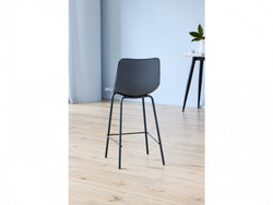 Cali Bar Stool – Charcoal | Eco Leather & Black Frame (Set of 2)