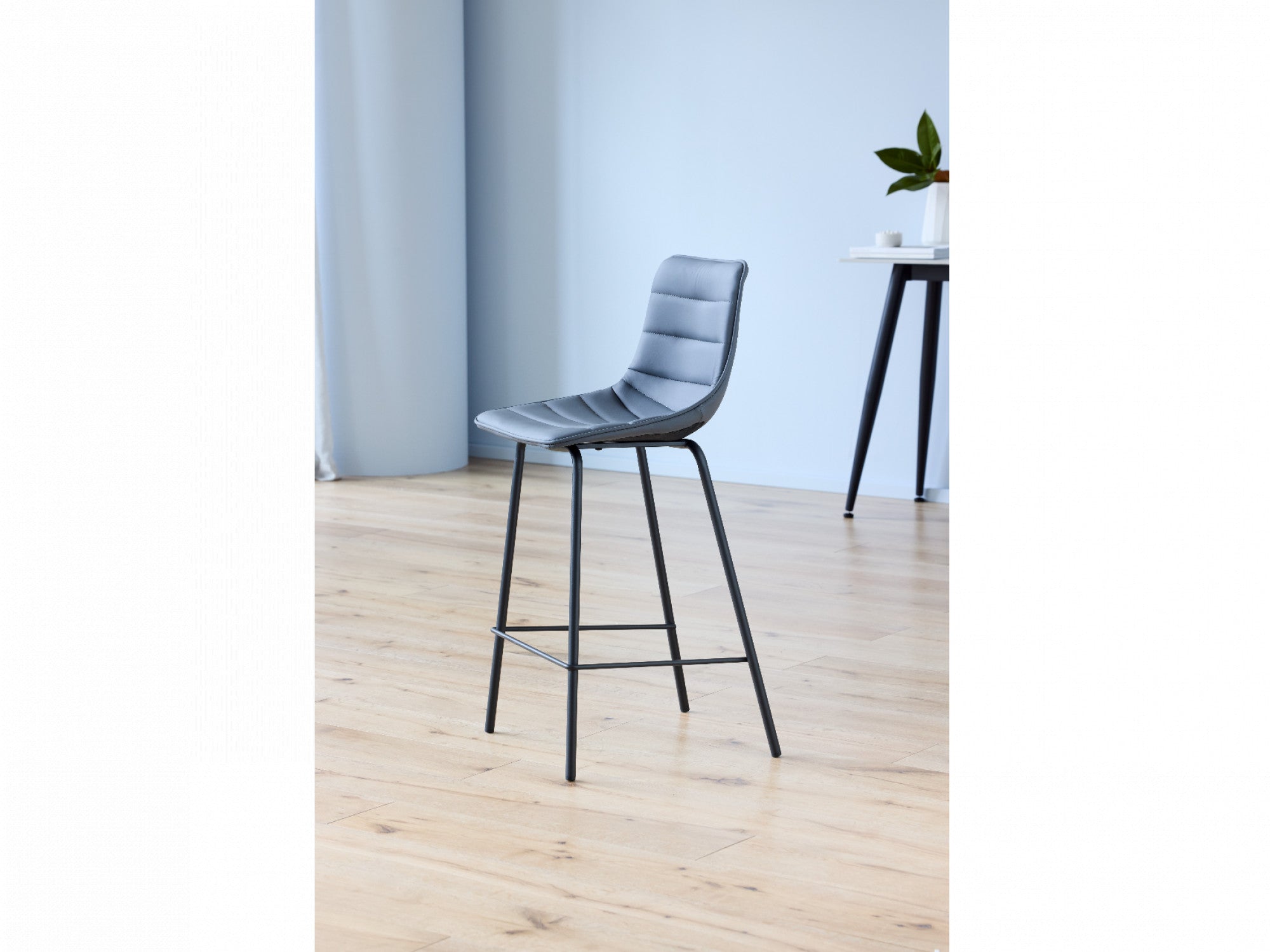 Cali Bar Stool – Charcoal | Eco Leather & Black Frame (Set of 2)