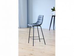 Cali Bar Stool – Charcoal | Eco Leather & Black Frame (Set of 2)