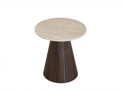 Crete Side Table – Travertine | Ebony Corrugated Base