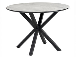 Villa Round Dining Table – Grey Cloud Marble Effect | Black Frame