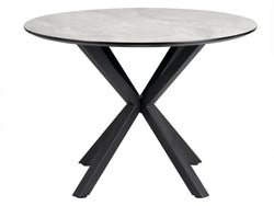 Villa Round Dining Table – Grey Cloud Marble Effect | Black Frame