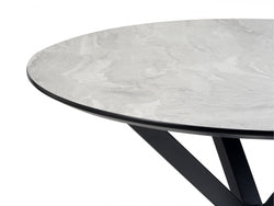 Villa Round Dining Table – Grey Cloud Marble Effect | Black Frame