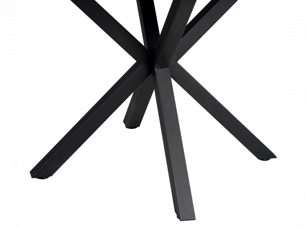 Villa Round Dining Table – Grey Cloud Marble Effect | Black Frame