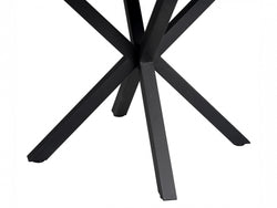Villa Round Dining Table – Grey Cloud Marble Effect | Black Frame