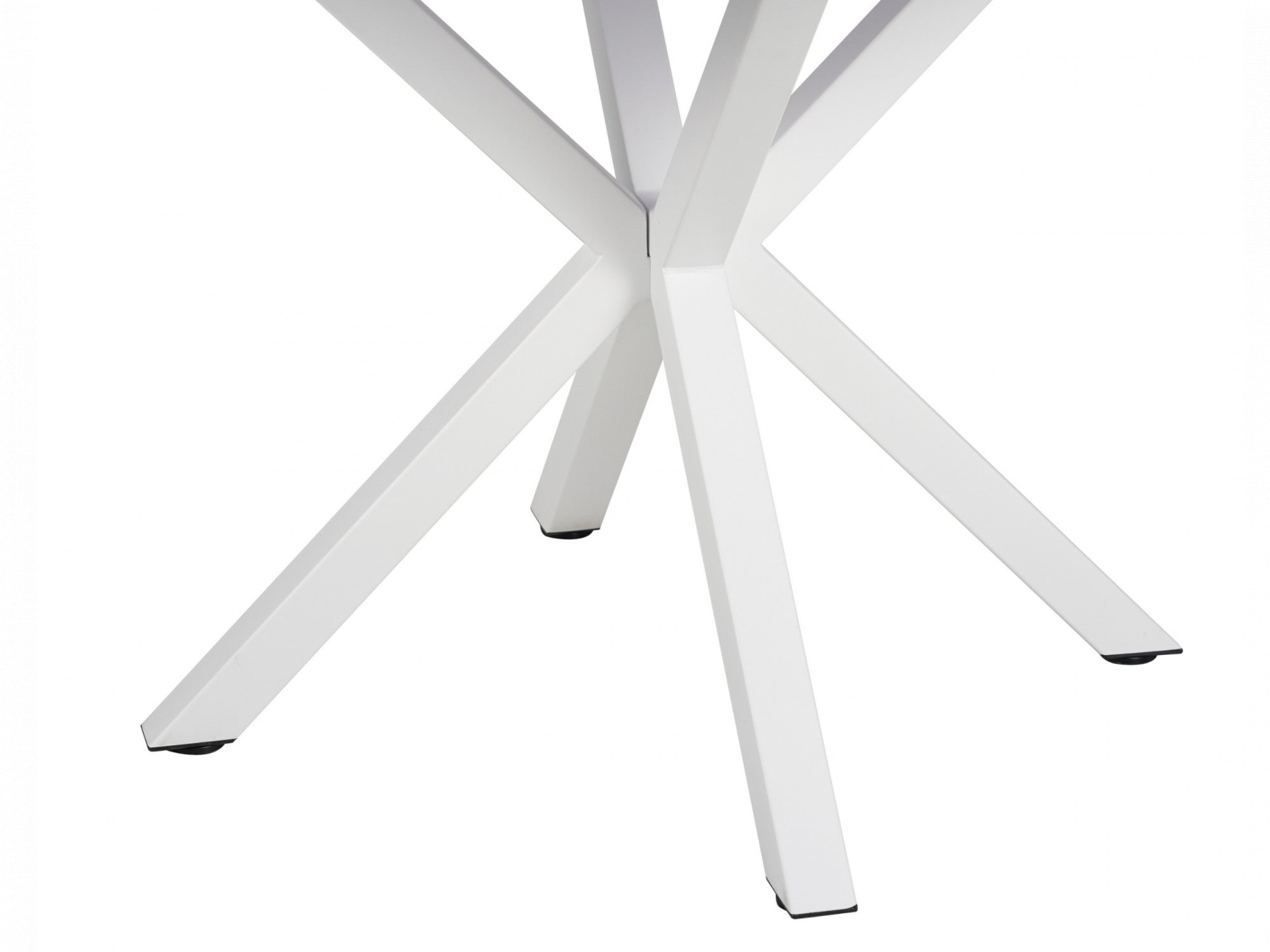 Villa Round Dining Table – White Marble Effect | White Frame