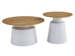Coach Coffee Table Set – Oak | White Frame